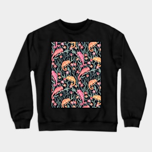 Cute Chameleons in Pink and Orange Crewneck Sweatshirt